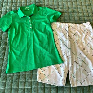 Nike Size M Green Ladies Dri-FIT Polo & Nike Size M (10) Dri-FIT Golf Shorts